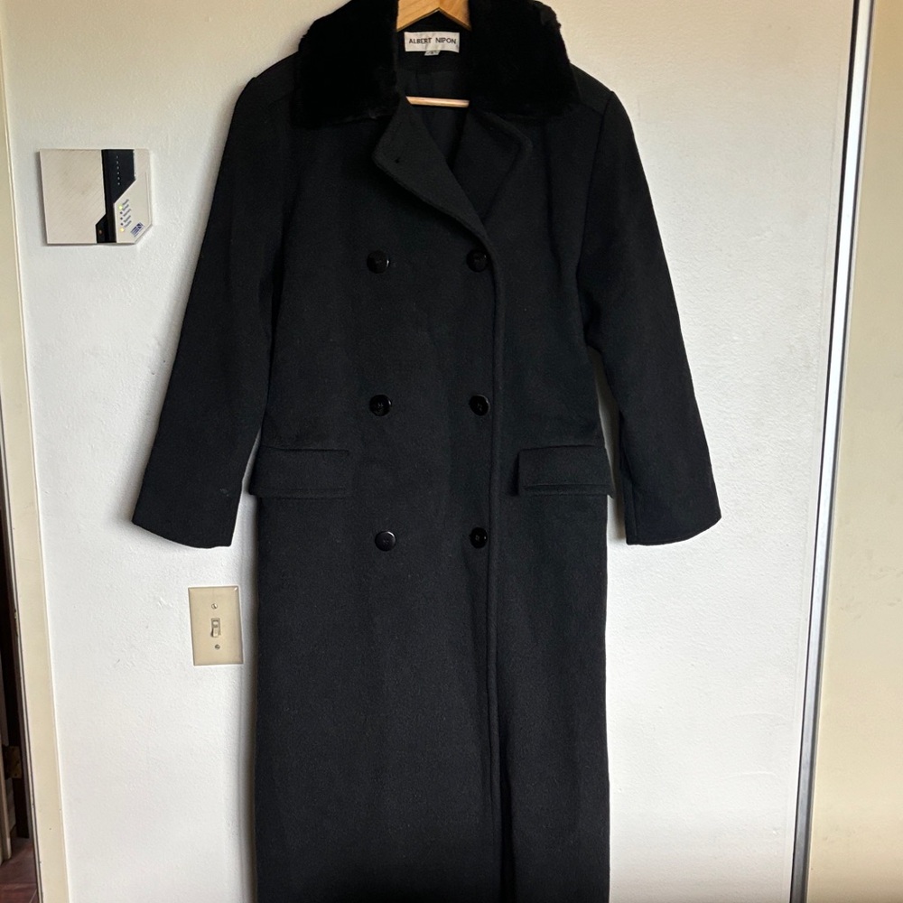 Albert Nipon Classic Black Trench Coat